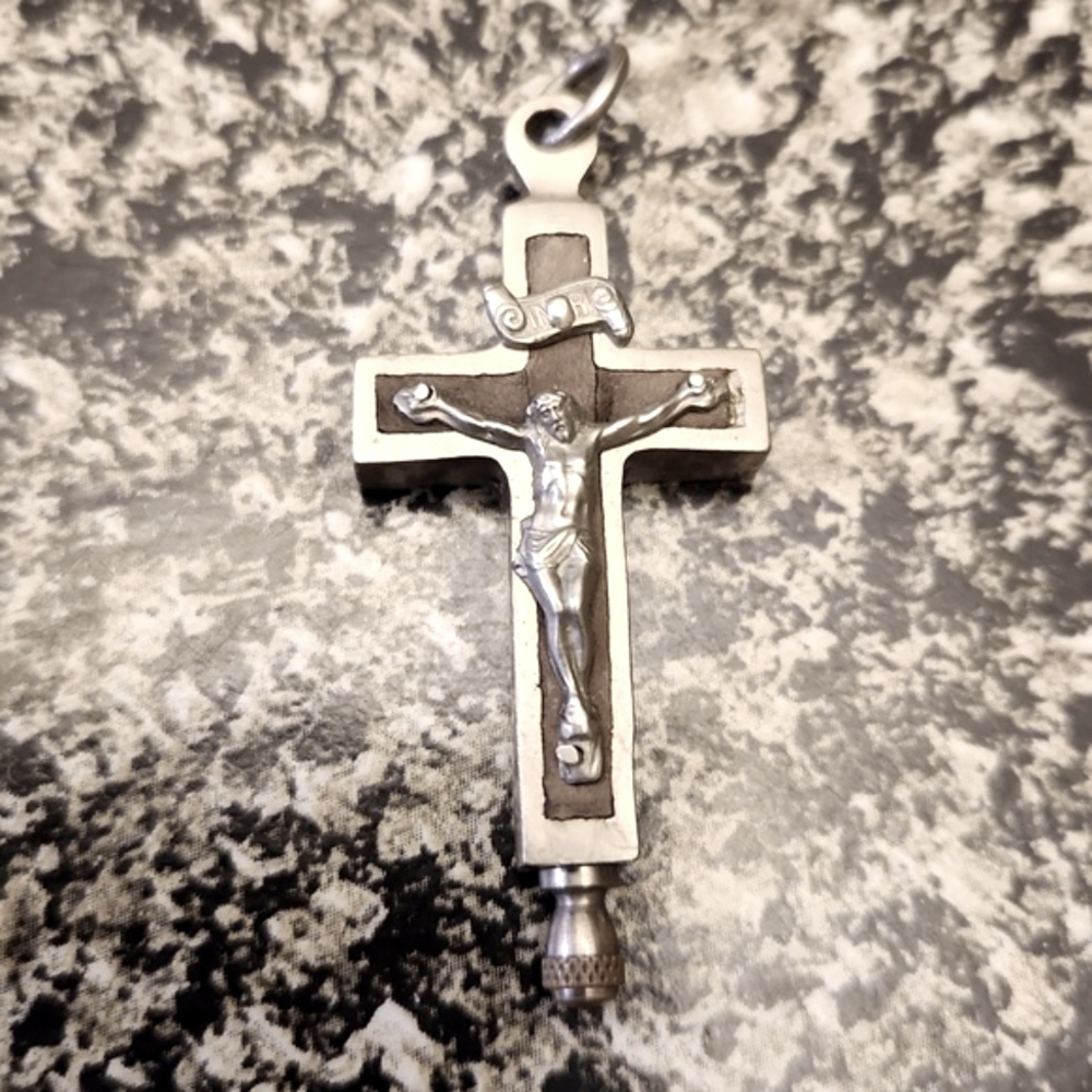 Vintage Silver Crucifix From Rome That Opens! Cross